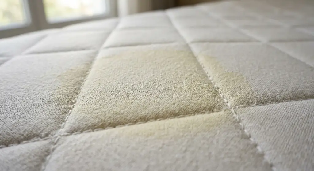 Matelas jauni : tache jaune sur un matelas